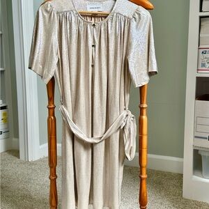 Sabina Musayev Shimmering Gold Metallic Mini Dress Small Short Sleeves Wedding